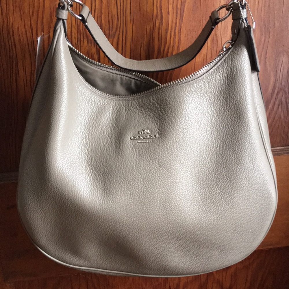 Coach Harley Hobo purse silver fog/grey leather